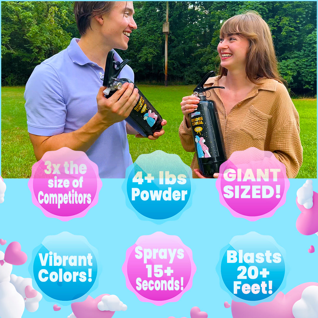 Giant Gender Reveal Fire Extinguisher - Blue - 6lb Canister - Blasts 20ft & 15 Secs!